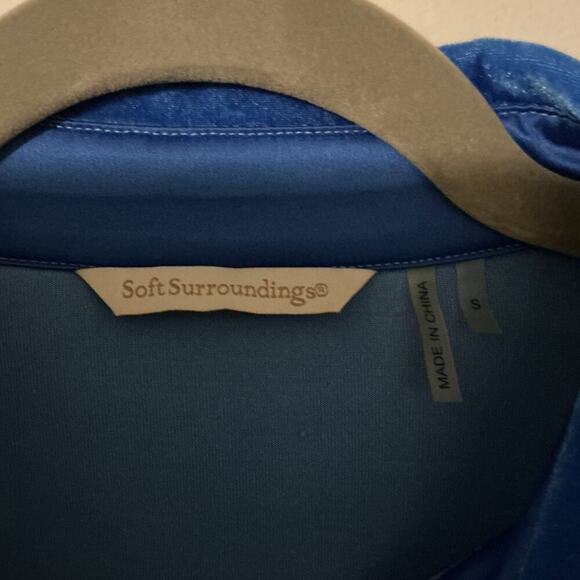 Soft Surroundings Blue Velvet Button Down Shirt Tunic Women’s Small - Picture 3 of 7